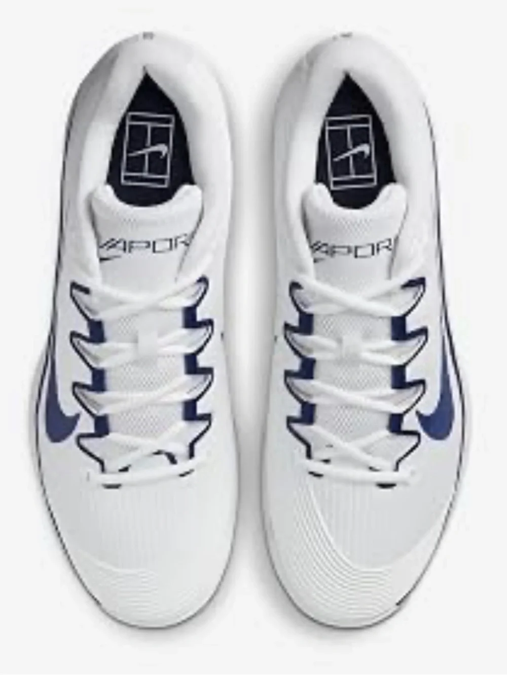 Nike White and Navy Men's Vapor Athletic Tennis Shoes
